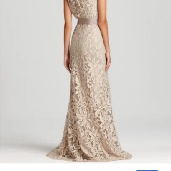 Tadashi Shoji One Shoulder Lace Dress in Cream - Picture 2 of 9